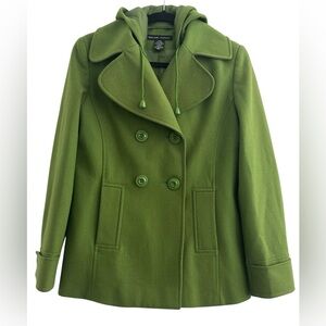 New York & Company Women's Green Double-Breasted Coat SZ 8 Excellent Condition